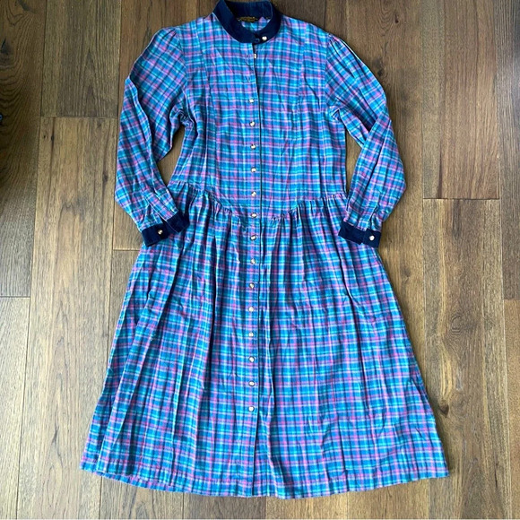 90’s Plaid Flannel Shirt Dress by Eddie Bauer main image 1